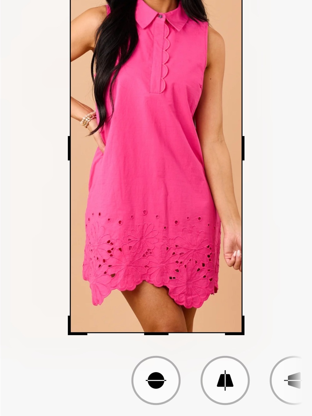 ENTRO Hot Pink Sleeveless Scallop Hem Mini Dress  NEW IN PACKAGE  Size Large